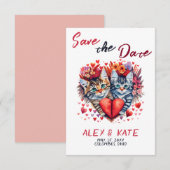 Schattige Cats Wedding Save the Date Aankondiging (Voorkant / Achterkant)