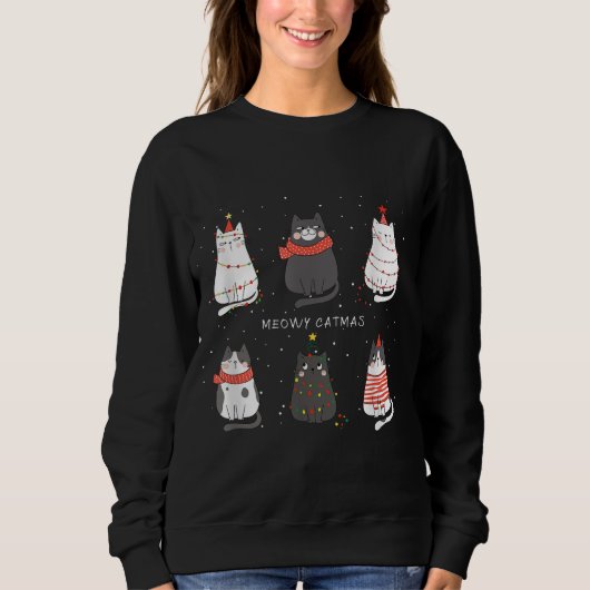 Schattige Cats Xmas Katten Kerstoutfit Trui (Voorkant)