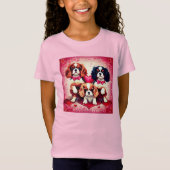 Schattige Cavalier Hart Puppies Meisjes T-shirt (Voorkant)