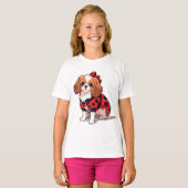 Schattige Cavalier King Charles Ladybug T-shirt (Voorkant volledig)