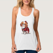 Schattige Cavalier King Charles Ladybug Tanktop (Voorkant)