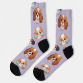 Schattige Cavalier King Charles Pastel Patroon Sokken (Links)