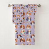 Schattige Cavalier King Charles Pastel Pattern Bad Handdoek (Insitu)