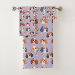Schattige Cavalier King Charles Pastel Pattern Bad Handdoek