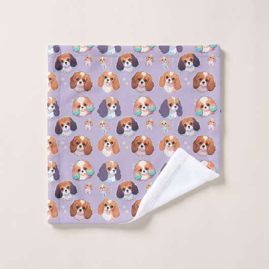 Schattige Cavalier King Charles Pastel Pattern Bad Handdoek (Wasdoekje)
