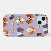 Schattige Cavalier King Charles Pastel Pattern iPhone 15 Case (Achterkant horizontaal)