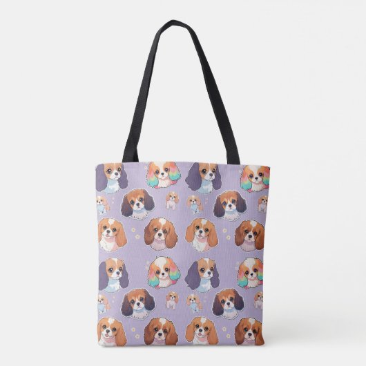 Schattige Cavalier King Charles Pastel Pattern Tote Bag (Achterkant)