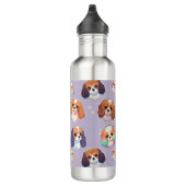 Schattige Cavalier King Charles Pastel Pattern Waterfles (Rechts)