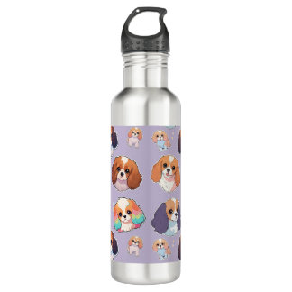 Schattige Cavalier King Charles Pastel Pattern Waterfles