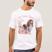 Schattige Cavalier King Charles Spaniel hond bloem T-shirt (Voorkant)