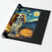 Schattige Cavalier King Charles Spaniel Hond Hallo Cadeaupapier (Uitgerold)