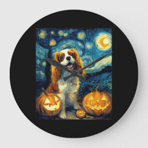 Schattige Cavalier King Charles Spaniel Hond Hallo Grote Klok