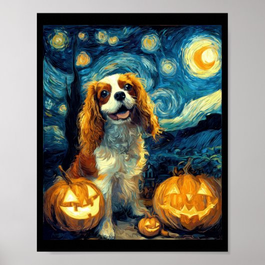 Schattige Cavalier King Charles Spaniel Hond Hallo Poster (Voorkant)