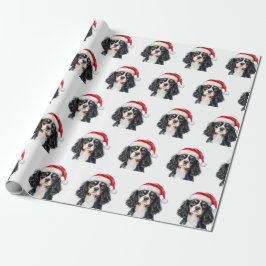 Schattige Cavalier King Charles Spaniel met Kerstm Cadeaupapier