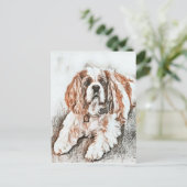 Schattige Cavalier King Charles Spaniel Sketch Briefkaart (Staand voorkant)