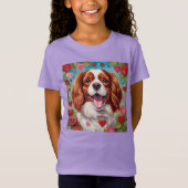 Schattige Cavalier Puppy Hart Kinder Meisjes T-shi T-shirt (Voorkant)