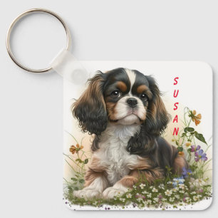 Schattige Cavalier Spaniel Puppy Dog Sleutelhanger