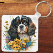Schattige Cavalier Spaniel Puppy Dog Sleutelhanger (Achterkant)
