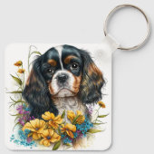 Schattige Cavalier Spaniel Puppy Dog Sleutelhanger (Achterkant)