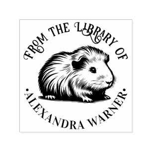 Schattige Cavia Bibliotheek Boek Naam Zelfinktende Stempel
