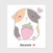 Schattige cavia en aardbei doodle sticker (Vel)