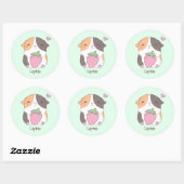 Schattige cavia en aardbei gepersonaliseerd ronde sticker (Vel)