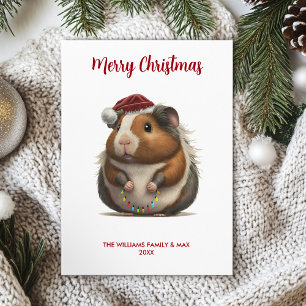Schattige Cavia Familie Kerstmis Feestdagenkaart