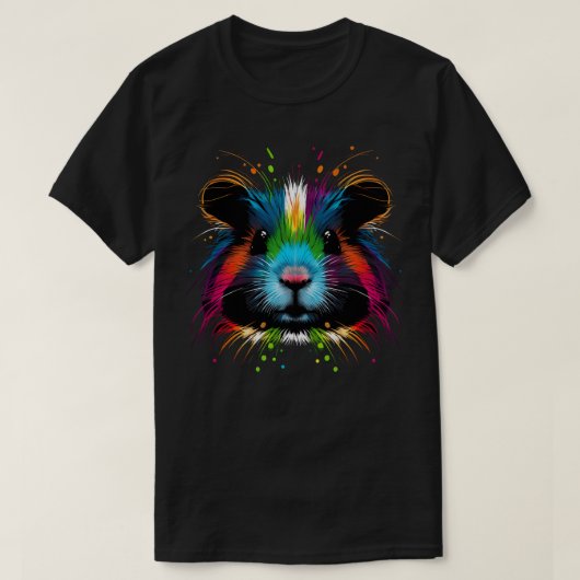 Schattige cavia gezicht kleurrijke grappige dieren t-shirt (Design voorkant)