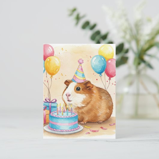 Schattige cavia Happy Birthday Briefkaart (Staand voorkant)