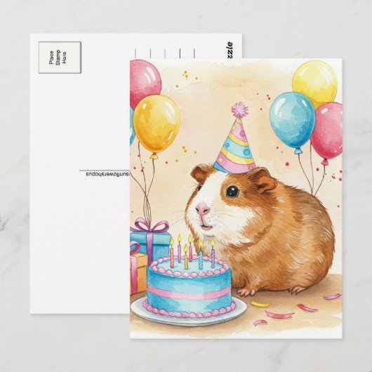 Schattige cavia Happy Birthday Briefkaart (Voorkant / Achterkant)