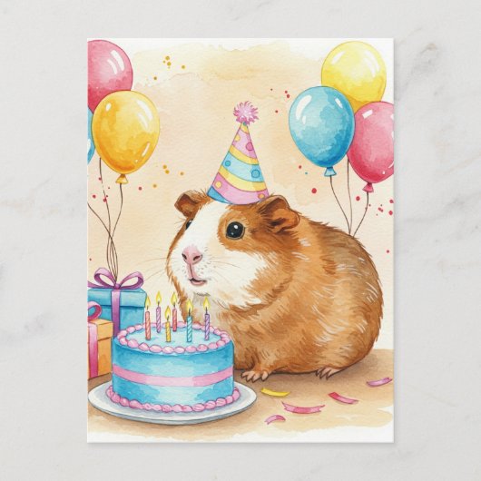 Schattige cavia Happy Birthday Briefkaart (Voorkant)