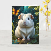 Schattige cavia in bos met vlinder blanco kaart (Gele Bloem)