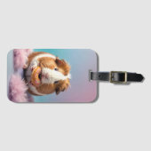 Schattige cavia met donut pastelverloop bagagelabel (Voorkant (horizontaal))