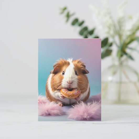 Schattige cavia met donut pastelverloop briefkaart (Staand voorkant)