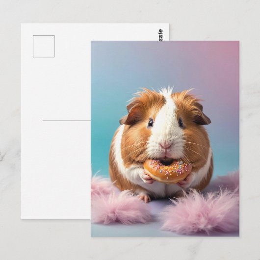 Schattige cavia met donut pastelverloop briefkaart (Voorkant / Achterkant)