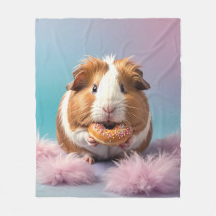 Schattige cavia met donut pastelverloop fleece deken