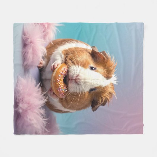Schattige cavia met donut pastelverloop fleece deken (Voorkant (Horizontaal))