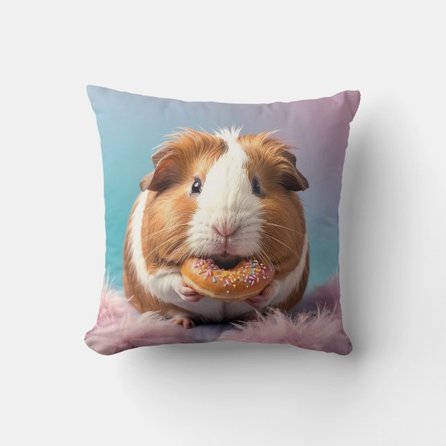Schattige cavia met donut pastelverloop kussen (Voorkant)