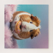Schattige cavia met donut pastelverloop legpuzzel (Horizontaal)
