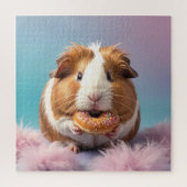 Schattige cavia met donut pastelverloop legpuzzel (Verticaal)