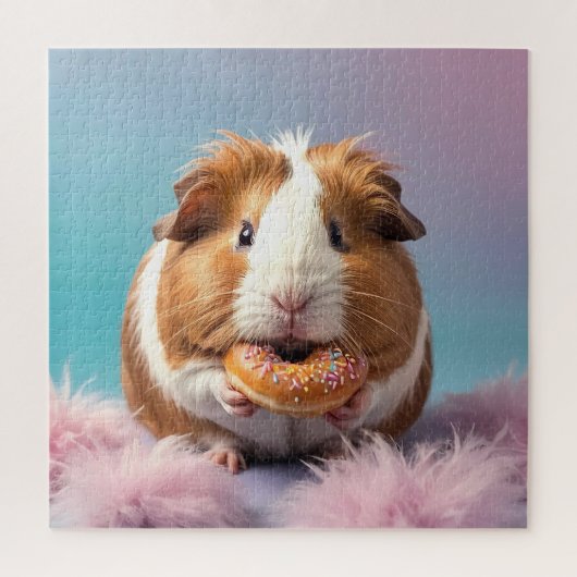 Schattige cavia met donut pastelverloop legpuzzel (Verticaal)