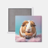 Schattige cavia met donut pastelverloop magneet (Voorkant / Achterkant)