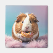 Schattige cavia met donut pastelverloop magneet (Voorkant)