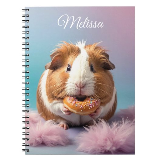 Schattige cavia met donut pastelverloop notitieboek (Voorkant)