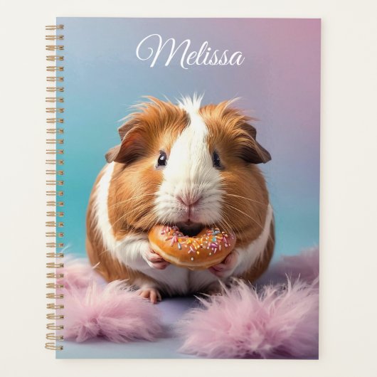 Schattige cavia met donut pastelverloop planner (Voorkant)