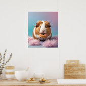 Schattige cavia met donut pastelverloop poster (Keuken)