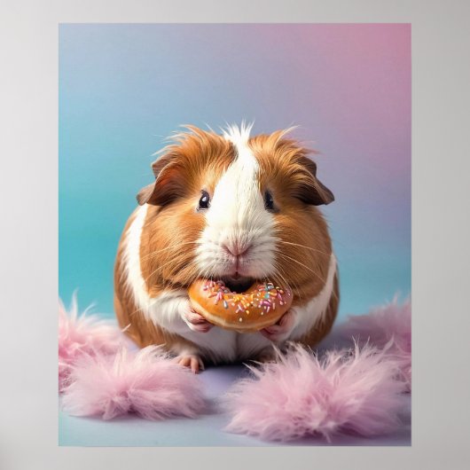 Schattige cavia met donut pastelverloop poster (Voorkant)