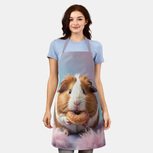 Schattige cavia met donut pastelverloop schort (Gedragen)