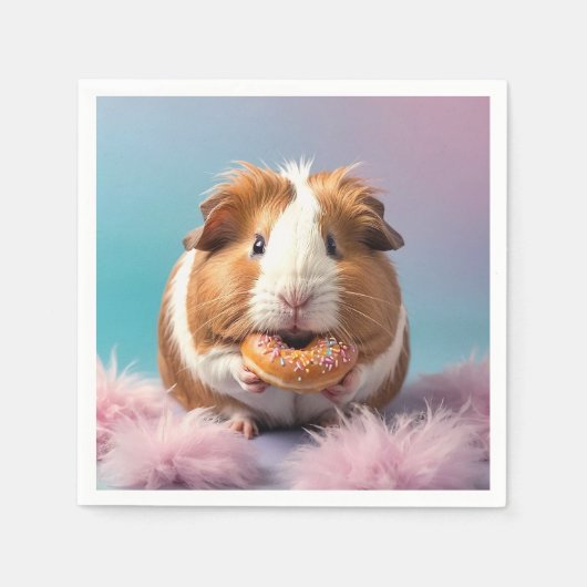 Schattige cavia met donut pastelverloop servet (Voorkant)