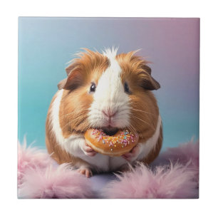 Schattige cavia met donut pastelverloop tegeltje
